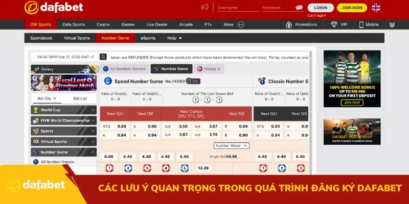 Các lưu ý quan trọng trong quá trình đăng ký Dafabet