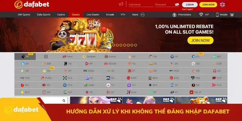 Hướng dẫn xử lý khi không thể đăng nhập Dafabet