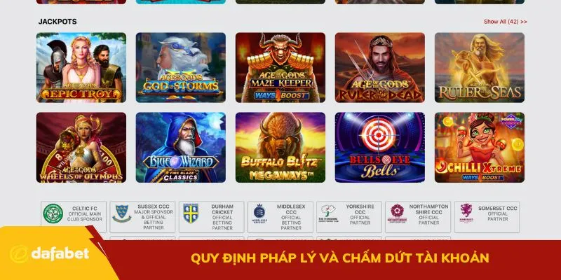 Quy định pháp lý và chấm dứt tài khoản được nêu rõ tại Dafabet