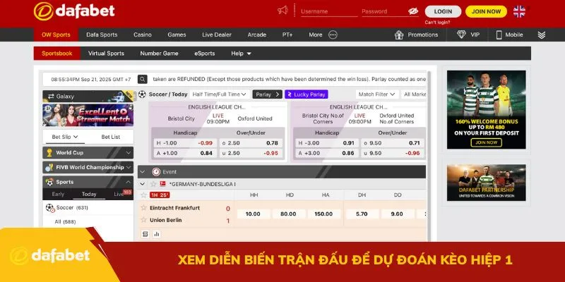 Xem diễn biến trận đấu để dự đoán kèo hiệp 1